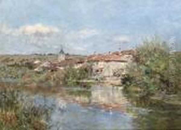 Lavandires Au Bord D'un Village Oil Painting by Edmond Marie Petitjean