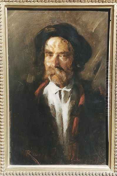 Portrait of an Old Polish Peasant Oil Painting by Imre Revesz