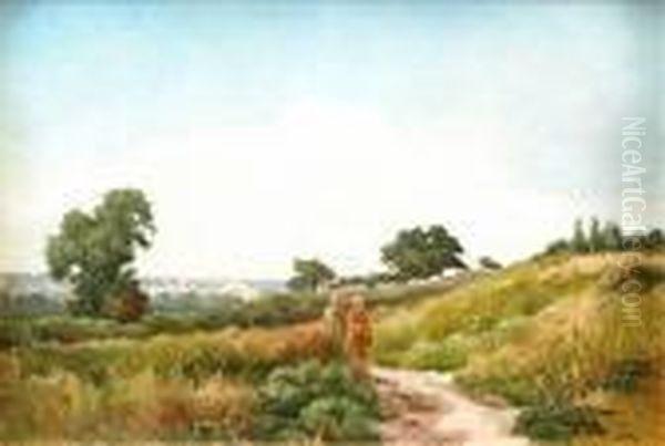 Along Thepathway Oil Painting by Edmond Marie Petitjean