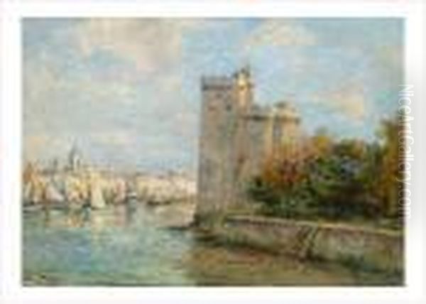 Voiliers Au Port Oil Painting by Edmond Marie Petitjean