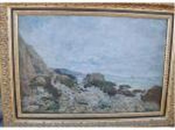 Voiliers Au Large Huile Sur Toile Signee 49 X 72 Cm Oil Painting by Edmond Marie Petitjean