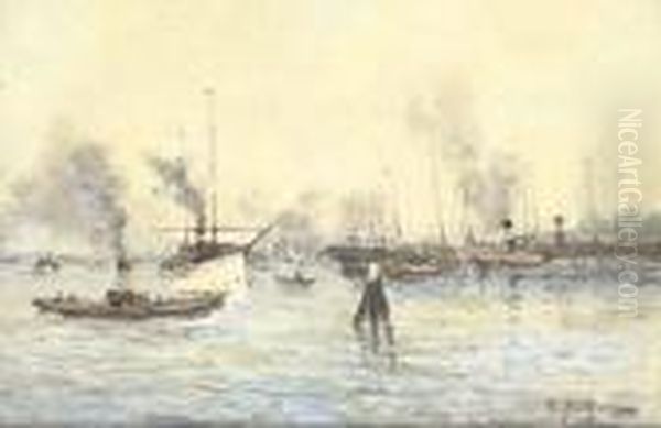 Le Port, Bordeaux Oil Painting by Edmond Marie Petitjean