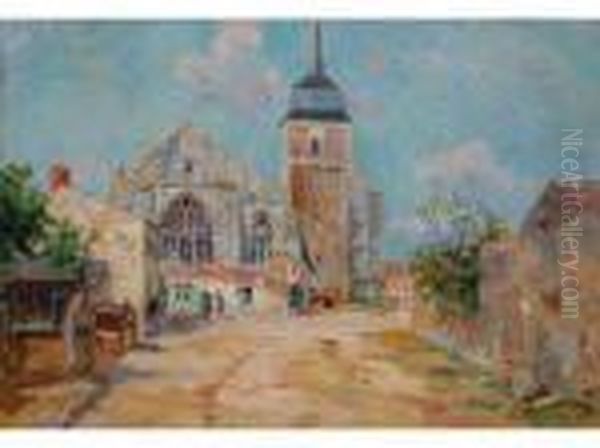 L'eglise D'olonnesur Mer Oil Painting by Edmond Marie Petitjean