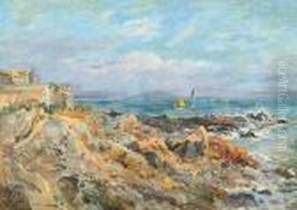 Vue En Bretagne Oil Painting by Edmond Marie Petitjean