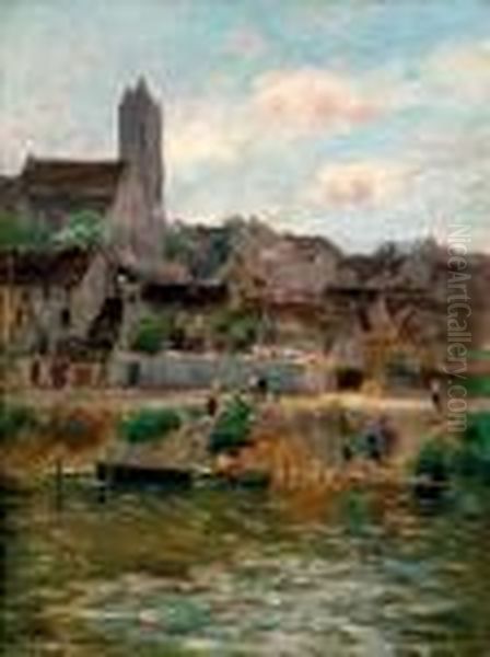 L'eglise De Beaumont Sur Oise Oil Painting by Edmond Marie Petitjean