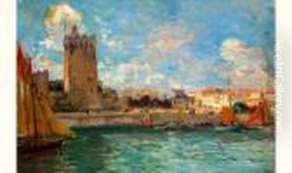 Le Port De Bordeaux Oil Painting by Edmond Marie Petitjean