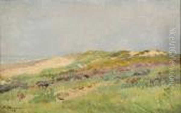 Dunes En Normandie Oil Painting by Edmond Marie Petitjean