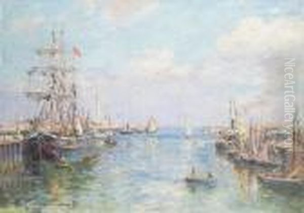 Avant Port De Dunkerque Oil Painting by Edmond Marie Petitjean