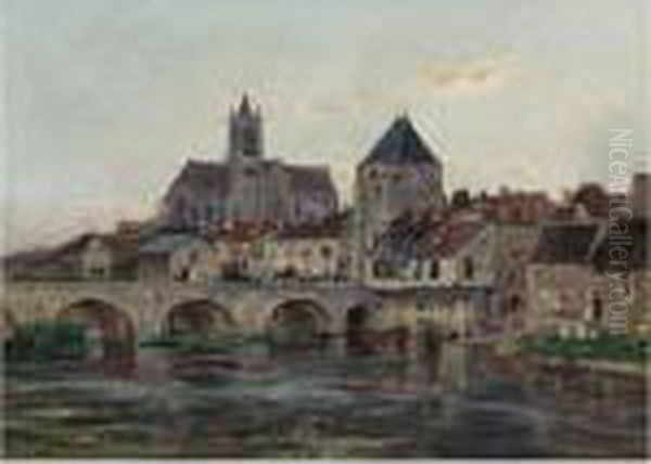 View Of Moret-sur-loing Oil Painting by Edmond Marie Petitjean