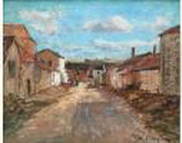 Rue De Village Oil Painting by Edmond Marie Petitjean