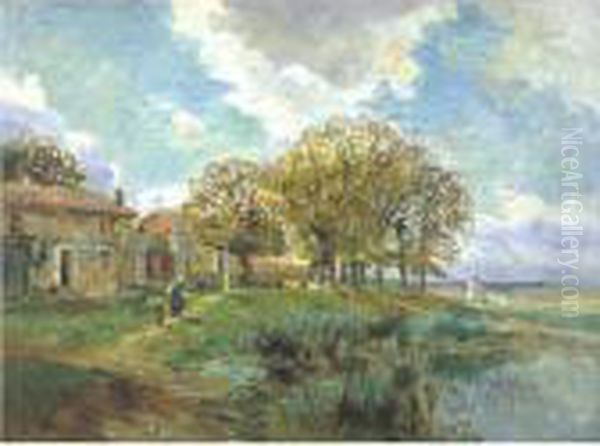 Bord De Riviere Oil Painting by Edmond Marie Petitjean