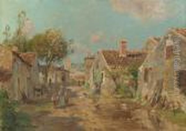 A Talmont (vendee) Oil Painting by Edmond Marie Petitjean