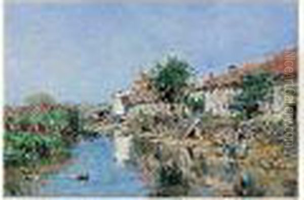 Lavandieres Au Bord De La Riviere Oil Painting by Edmond Marie Petitjean