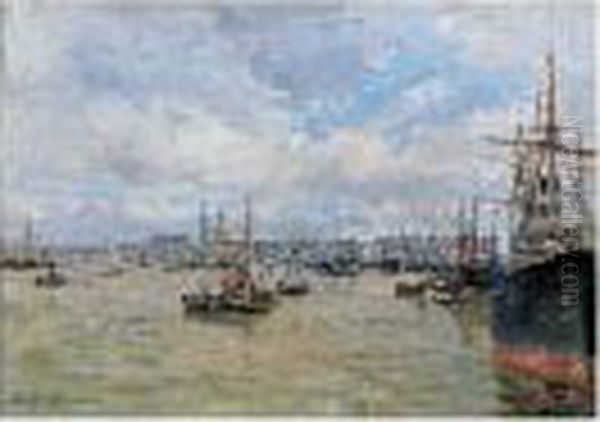 Le Port De Bordeaux Oil Painting by Edmond Marie Petitjean