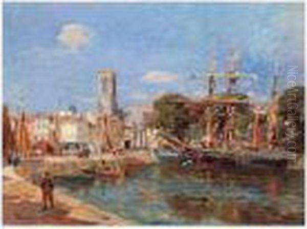 Port De Mer Oil Painting by Edmond Marie Petitjean