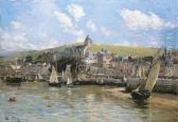 Vue Du Treport Oil Painting by Edmond Marie Petitjean