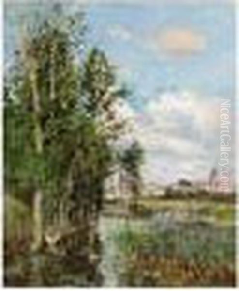 On The River Oil Painting by Edmond Marie Petitjean