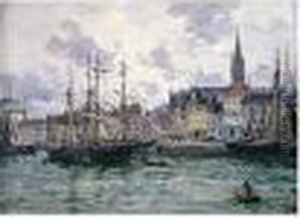 Port De Dunkerque Oil Painting by Edmond Marie Petitjean