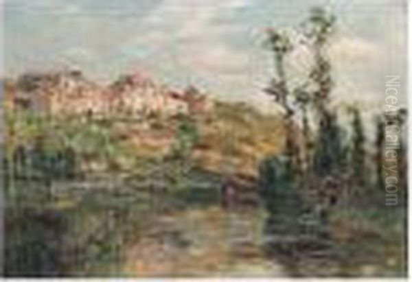 Village Pres De La Riviere, Provence by Edmond Marie Petitjean