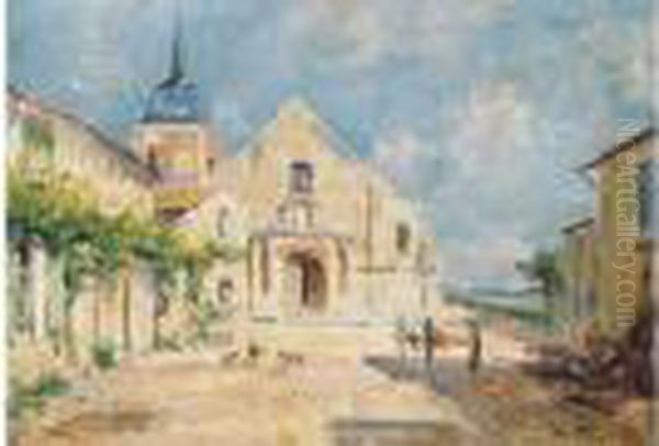 Cour De Ferme Oil Painting by Edmond Marie Petitjean