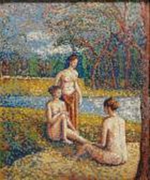 Les Baigneuses Oil Painting by Hippolyte Petitjean