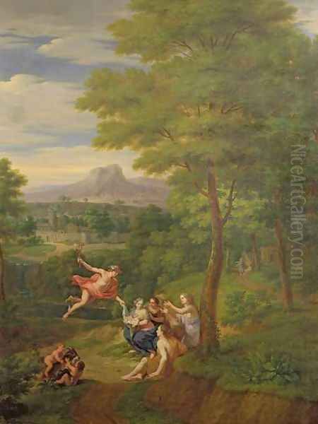 Classical Landscape with Mercury Overseeing the Birth of Bacchus Oil Painting by Pieter Rysbrack