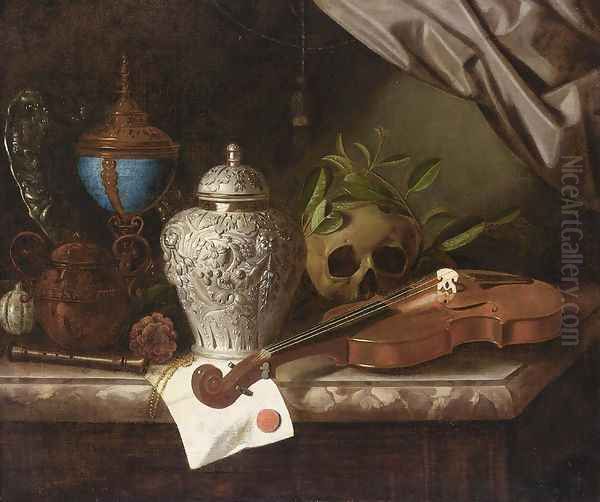 Vanitas Still-Life by Pieter Gerritsz. van Roestraeten