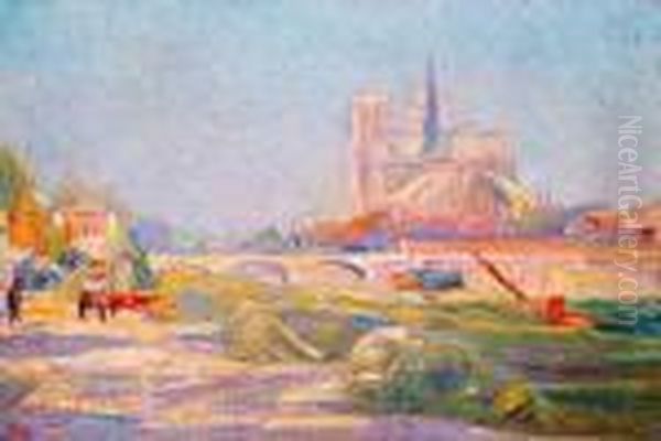 Les Quais Et Notre-dame Le Matin Oil Painting by Hippolyte Petitjean