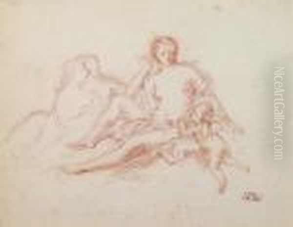 Study Of Figures And A Cherub by Hippolyte Petitjean