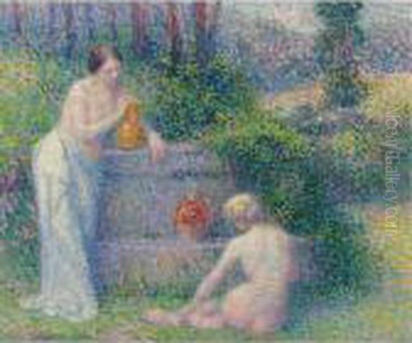 Femmes A La Fontaine Oil Painting by Hippolyte Petitjean