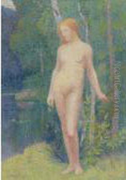 Baigneuse Nue Oil Painting by Hippolyte Petitjean