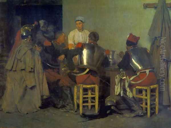 Cuirassiers at the Tavern Oil Painting by Guillaume Regamey