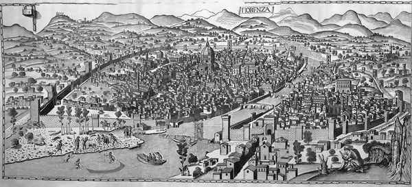 View of Florence with the Chain 1480s Oil Painting by Francesco Rosselli