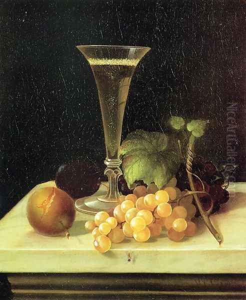 Still Life Wine Glass and Fruit Oil Painting by Morston Constantine Ream