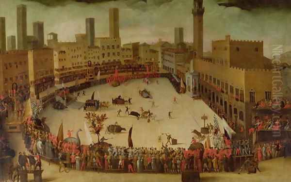 A Festa in the Campo del Campo, Siena, 1597 Oil Painting by Vincenzo Rustici