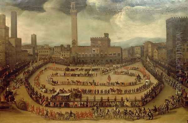 Parade of the Contrade, Siena Oil Painting by Vincenzo Rustici