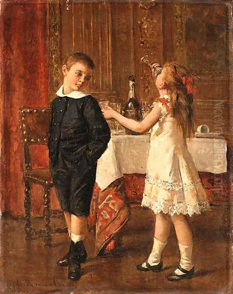 The young wine tasters Oil Painting by Albert Roosenboom