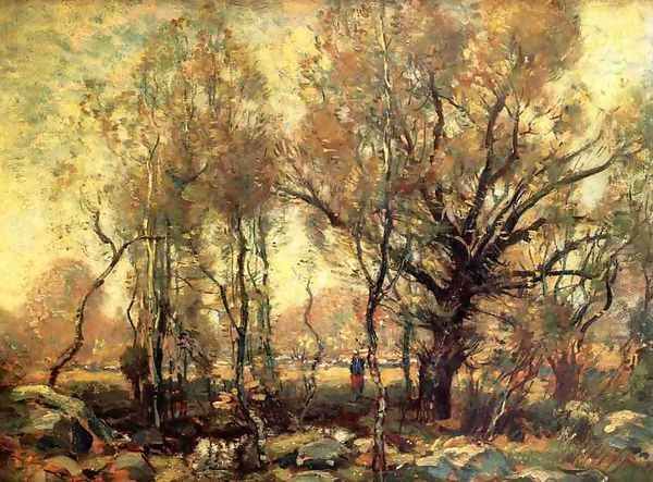 Figure in a Wooded Landscape Oil Painting by Henry Ward Ranger