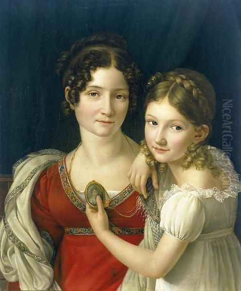 Mother and Her Daughter 1816-23 Oil Painting by Henri-Francois Riesener