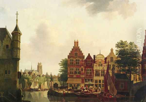 A View of Dordrecht Oil Painting by Jan Rutten