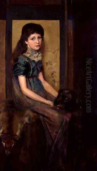 Blue Eyes and Brown, 1887 Oil Painting by Thomas William Roberts