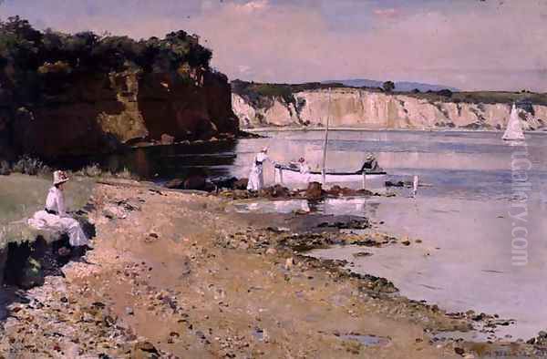 Slumbering Sea, Mentone, 1887 Oil Painting by Thomas William Roberts