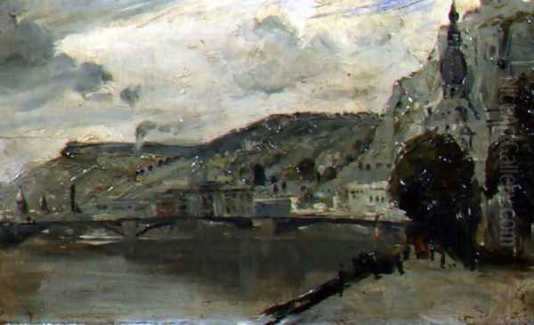 The Bridge at Dinant Oil Painting by Thomas William Roberts