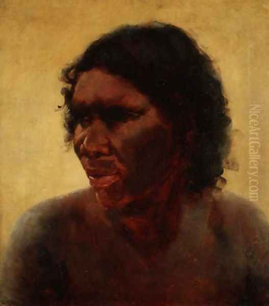 Portrait of an Aborigine, c.1895 Oil Painting by Thomas William Roberts