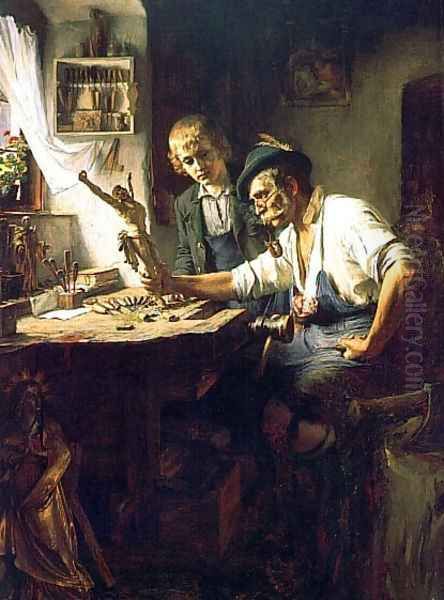 Woodcarver of Obermmergau Oil Painting by Toby Edward Rosenthal