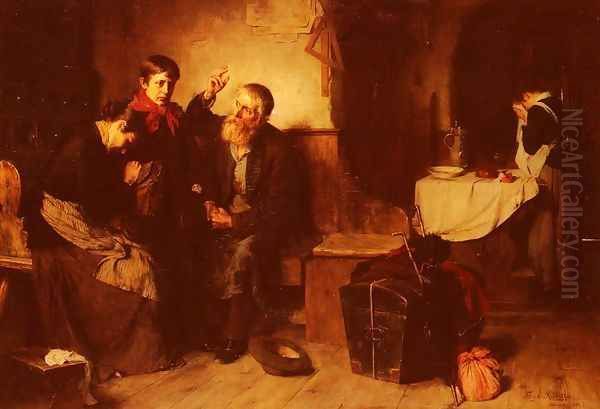 Depart De La Famille (Departure Of The Family) Oil Painting by Toby Edward Rosenthal