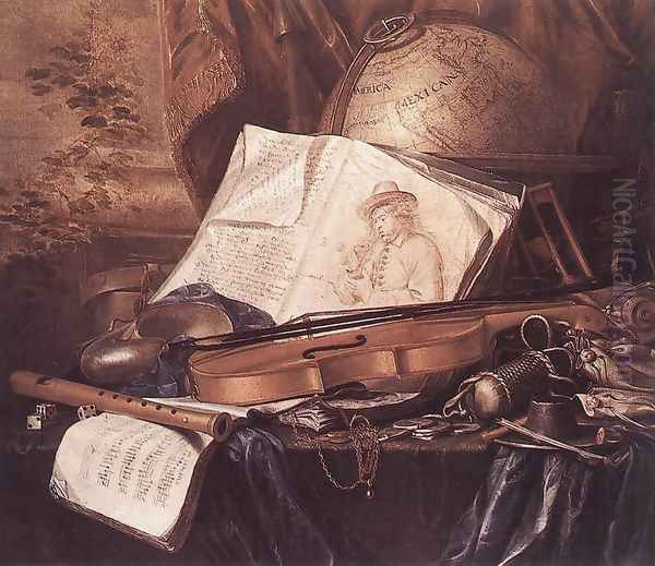 Still-Life of Musical Instruments Oil Painting by Pieter de Ring