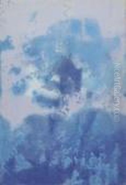 Composition Bleue Oil Painting by Henri Pfeiffer