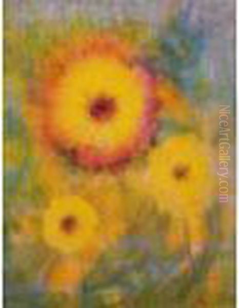 Fleurs Oil Painting by Henri Pfeiffer