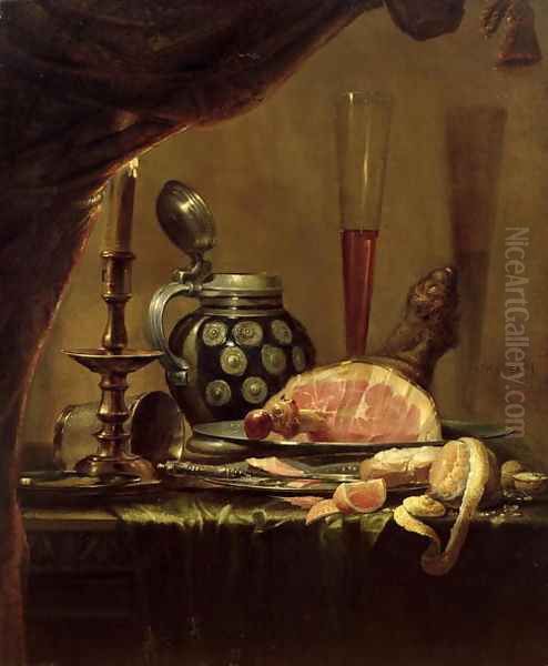 Still Life with Ham Oil Painting by Pieter de Ring